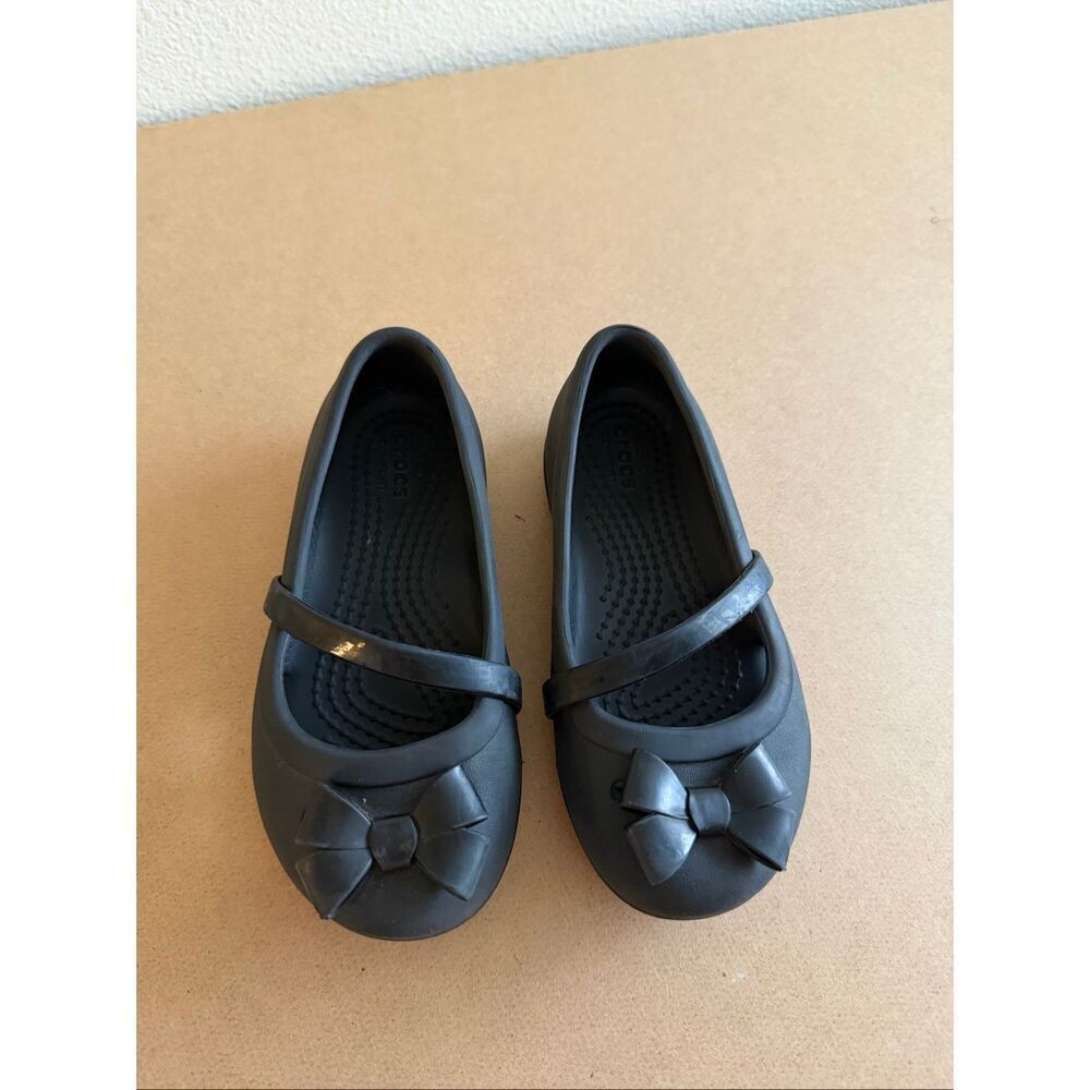 Crocs Girls Black With Bow Ballerinas Size C9